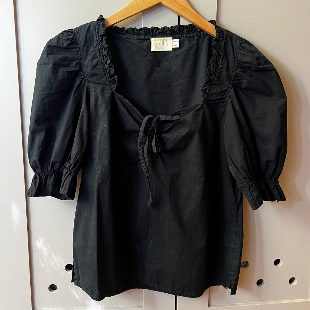 Nation LTD Black Puff Sleeve Blouse